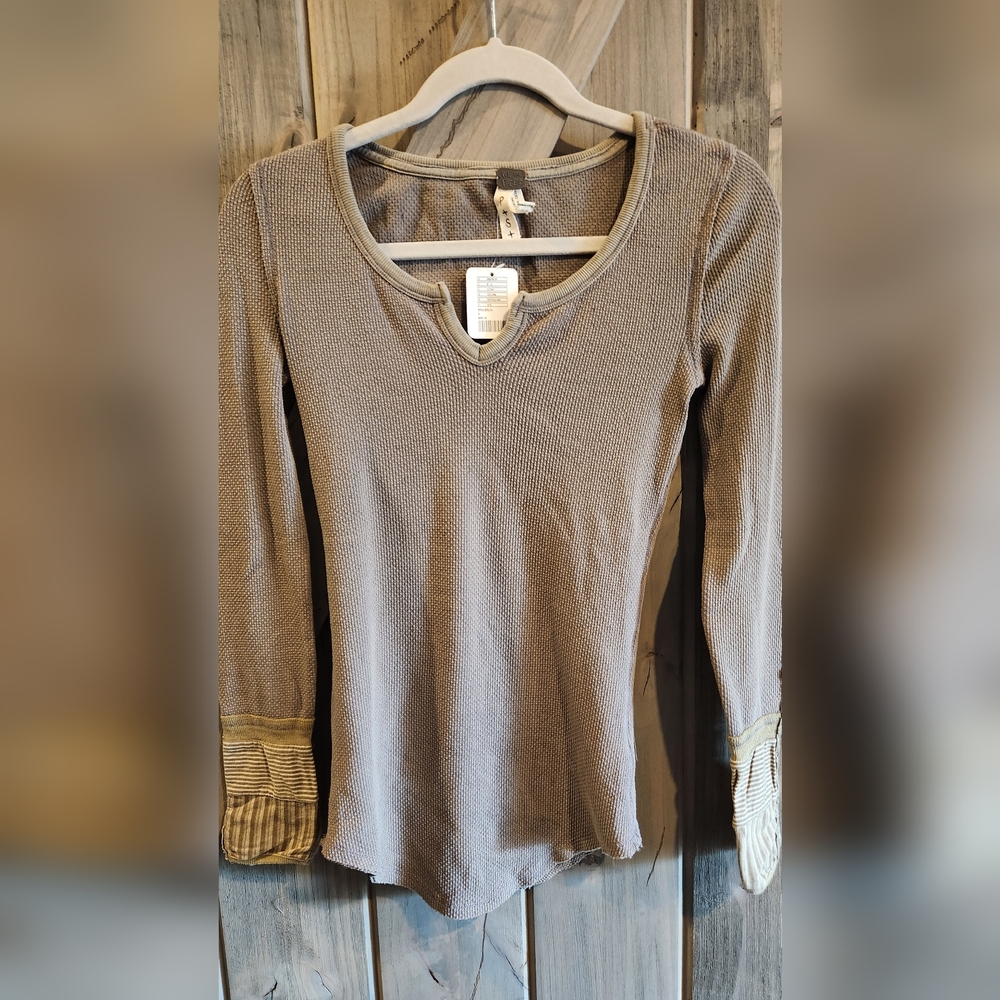 NWT Brown/Mushroom Free People Thermal Cuff Top Small